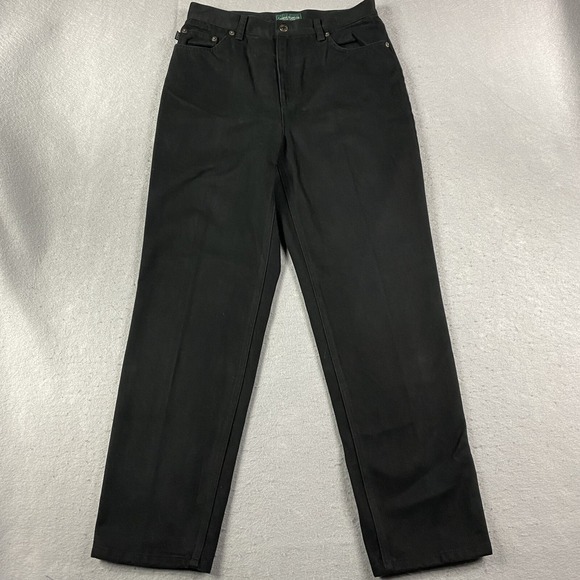 Ralph Lauren Jeans Womens 10P Black Slim Fit Tapered Leg High Rise Petite - Picture 1 of 9